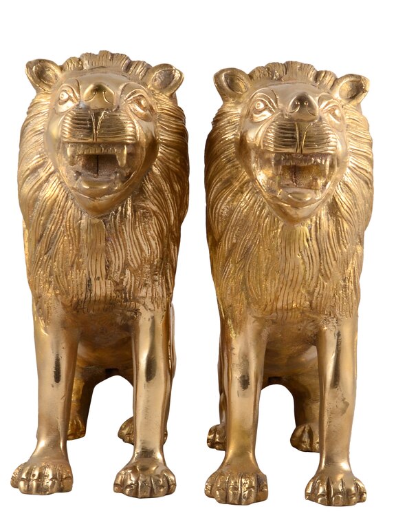 Brass Pair Of Lion Statue MH99